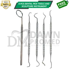 1 Set Professional Dental Pick & Mirror Tools Sculpture Instrument Oral Kit Toot