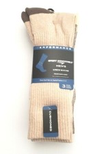 Performance Men 3-Pk Moisture Wicking Cushion Crew Socks Tan/Brown SZ L 6-12 