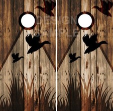 Black lab Hunting Wood LAMINATED Cornhole Wrap Bag Toss Skin Decal