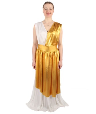 White & Gold Cosplay Greek Goddess Angel Historical Costume Fancy Dress HC-1155