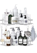 2 Pack Corner Shower Caddy Adhesive Bath Shelf Shelves SUS304 silver No Drill