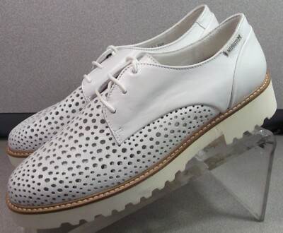 SABIA LMSP60 WOMEN SHOE 7 M (EURO 4.5) WHITE LEATHER LACE UP BY MEPHISTO