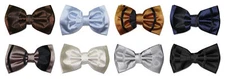 Vesuvio Napoli BOWTIE Solid Woven Striped Design Men's Bow Tie for Tux or Suit