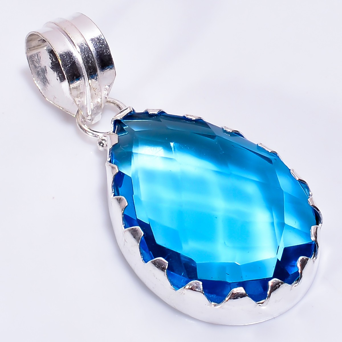 ブルートパーズ Swiss Blue Topaz Fashion Jewelry 925 Sterling Silver Pendant 1.9