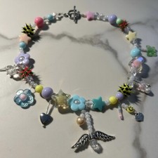 One Of A Kind Pastel Handmade Beaded Charm Necklace