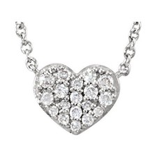 Diamond Heart 18" Necklace In 14K White Gold 1/10 ct. tw. 