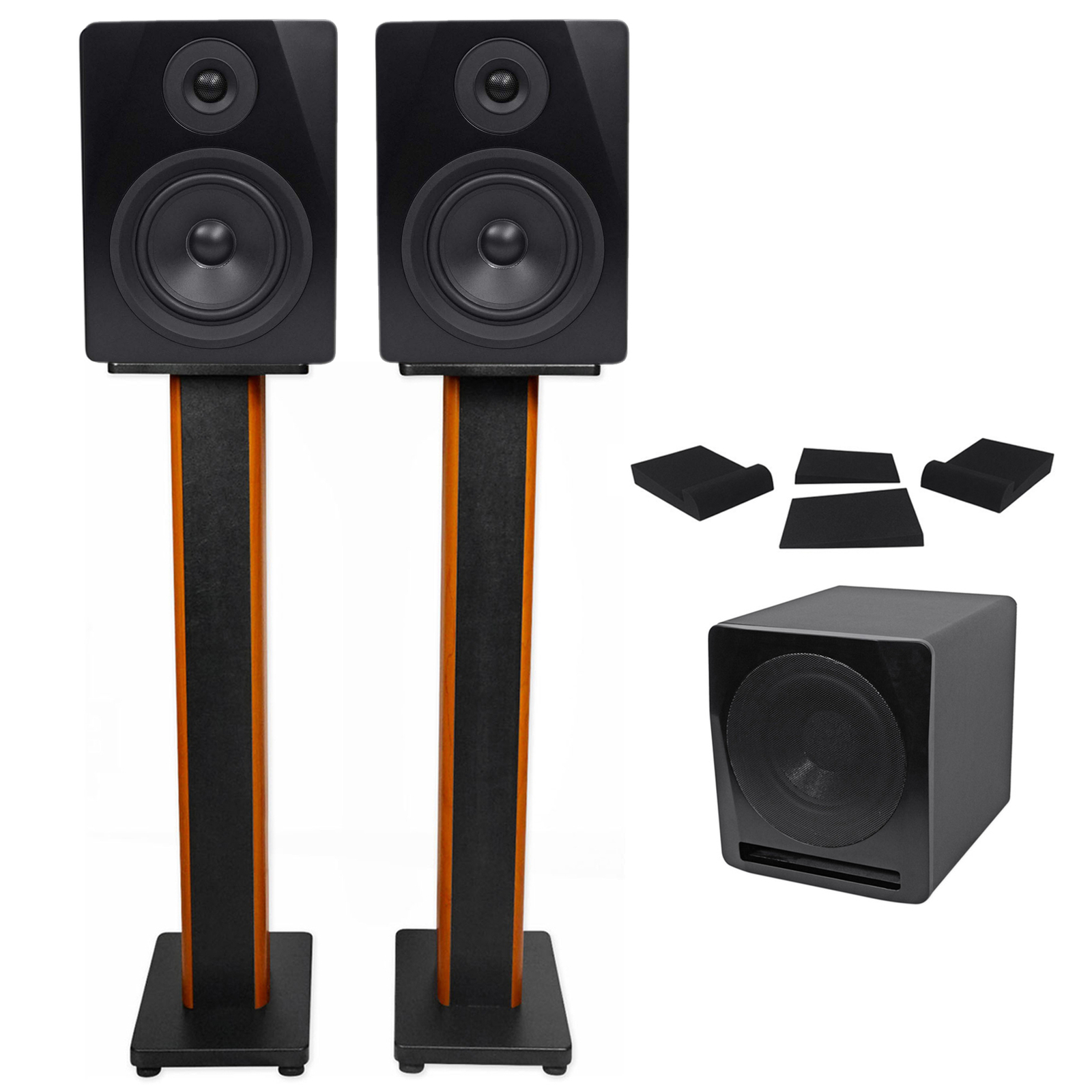 (2) Rockville APM5B 5.25" Studio Monitors+Active Subwoofer+3