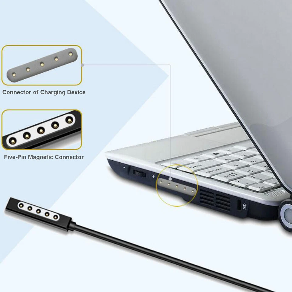 USB-C Type-C to Surface 5 Pin Magnetic Cable for Microsoft Surface Pro 1 2 RT #1 - Image 3 of 4