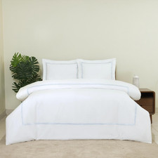 Luxury Sky Blue 100 Cotton Duvet Cover Set with 2 Pillow Shams, King Size