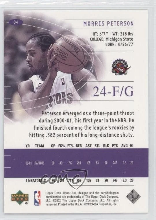 2001-02 Upper Deck Honor Roll Morris Peterson #84 - Image 2 of 2