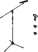 Foldable Tripod Microphone Stand - Universal Mic Mount and Height Adjustable fro