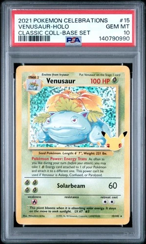 2021 POKEMON CELEBRATIONS CLASSIC COLLECTION #15 VENUSAUR-HOLO PSA 10
