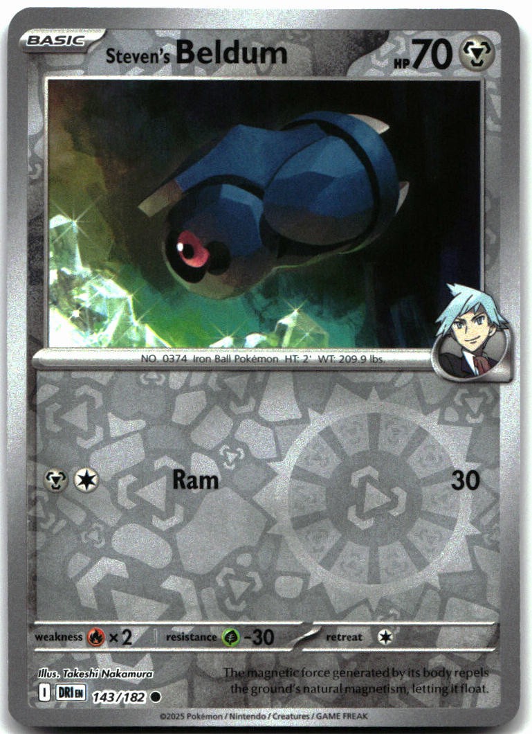 Steven's Beldum 143/182 Common Destined Rivals Pokemon Reverse Holo Near Mint
