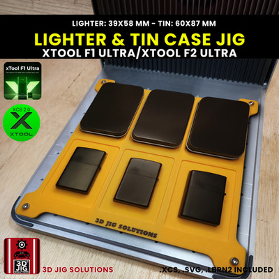 xTool F1 Ultra & F2 Ultra Flip-Top Lighter Jig | Tin Cases Laser Engraving