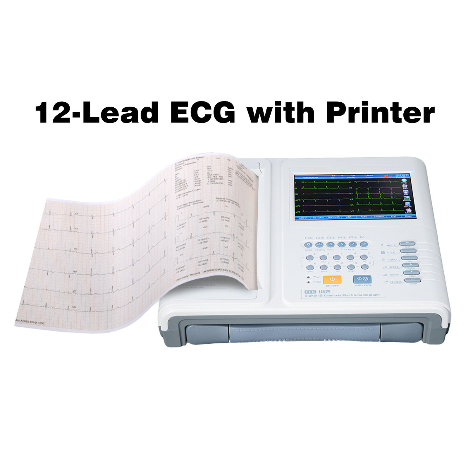 LEPU Dispositivo ECG Portatile a 12 Canali da 7 Pollici con Stampante, Wi-Fi