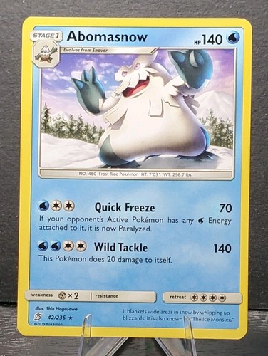 Pokemon 42/236 ABOMASNOW Regular Rare Unified Minds trading card NM/MT