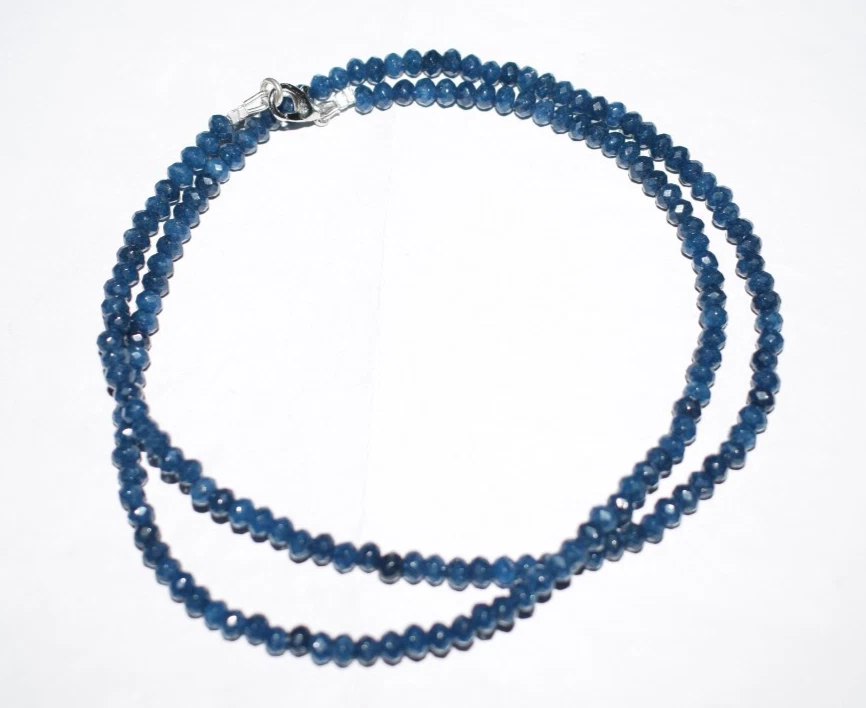 Blauer Saphir Gefärbt Edelstein 925 Silber 30 " Fadenhalskette 4.5 MM Facettiert - Bild 4 von 4