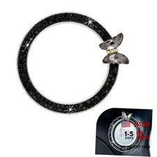 Bling Car Crystal Rhinestone Ring Emblem Sticker, Girly Butterfly Diamond black