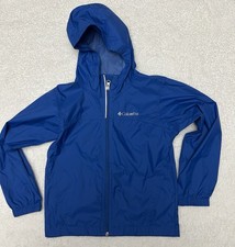 Columbia Youth Kids Size XS 6-7 Blue Hooded Windbreaker Full Zip Pockets