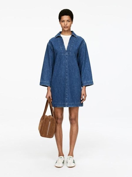 Women ARKET Dress Navy Cotton 36