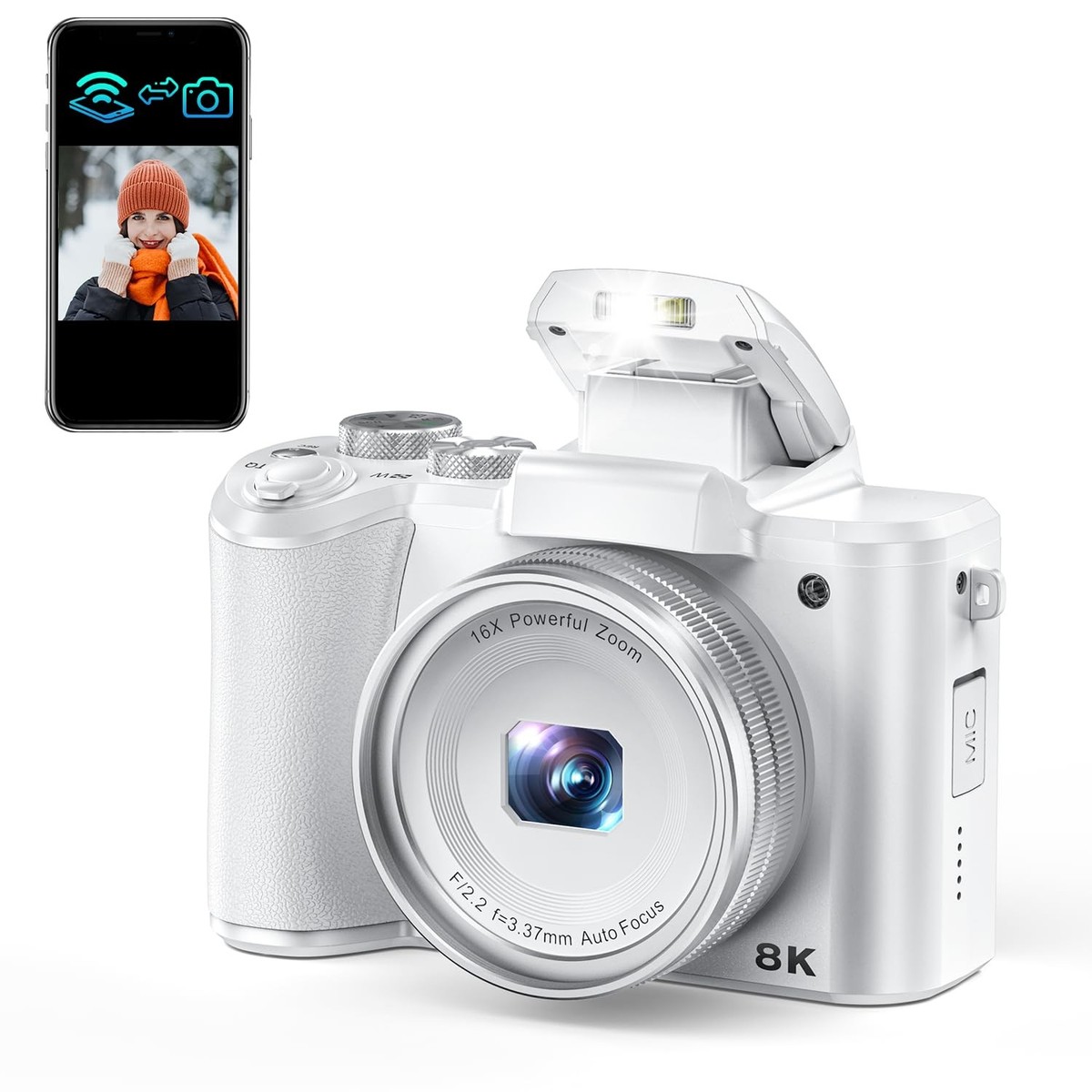 SIXTARY 8K Digital Camera 88MP WiFi Dual Lens Vlog Retro +64GB SD 