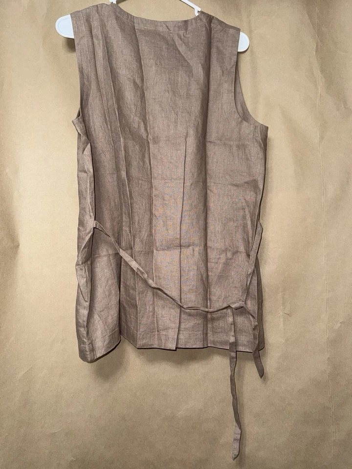 Eileen Fisher Cocoa Round Neck Button Up Long Vest Size M - Image 2 of 4