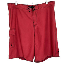 Hawaiian Performance Surfwear Men Sz 40 Swim Trunks Shorts Pockets Deep Red
