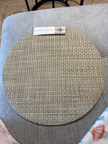 Set Of 4 Benson Mills Bistro Tan Woven Rattan Round Placemats 15” New