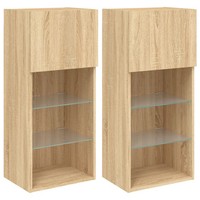 Tv-SchräNke Mit Led-Leuchten 2 Stk. Sonoma-Eiche 40,5X30X90 Cm
