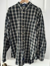 Tommy Hilfiger Men's XL Green Plaid Cotton Button-Down Long Sleeve Shirt