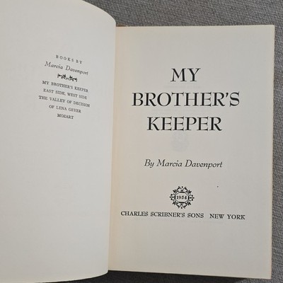 My Brother's Keeper Marcia Davenport Hardcover 1954 Scribner's Inscribed