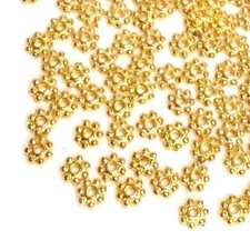 50 Gold Plated Pewter Daisy Flower Spacer Tiny Beads 4mm