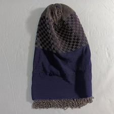 Antique Dark Blue Metal Beaded/Knitted Reticule/Misers Purse No Drawstring
