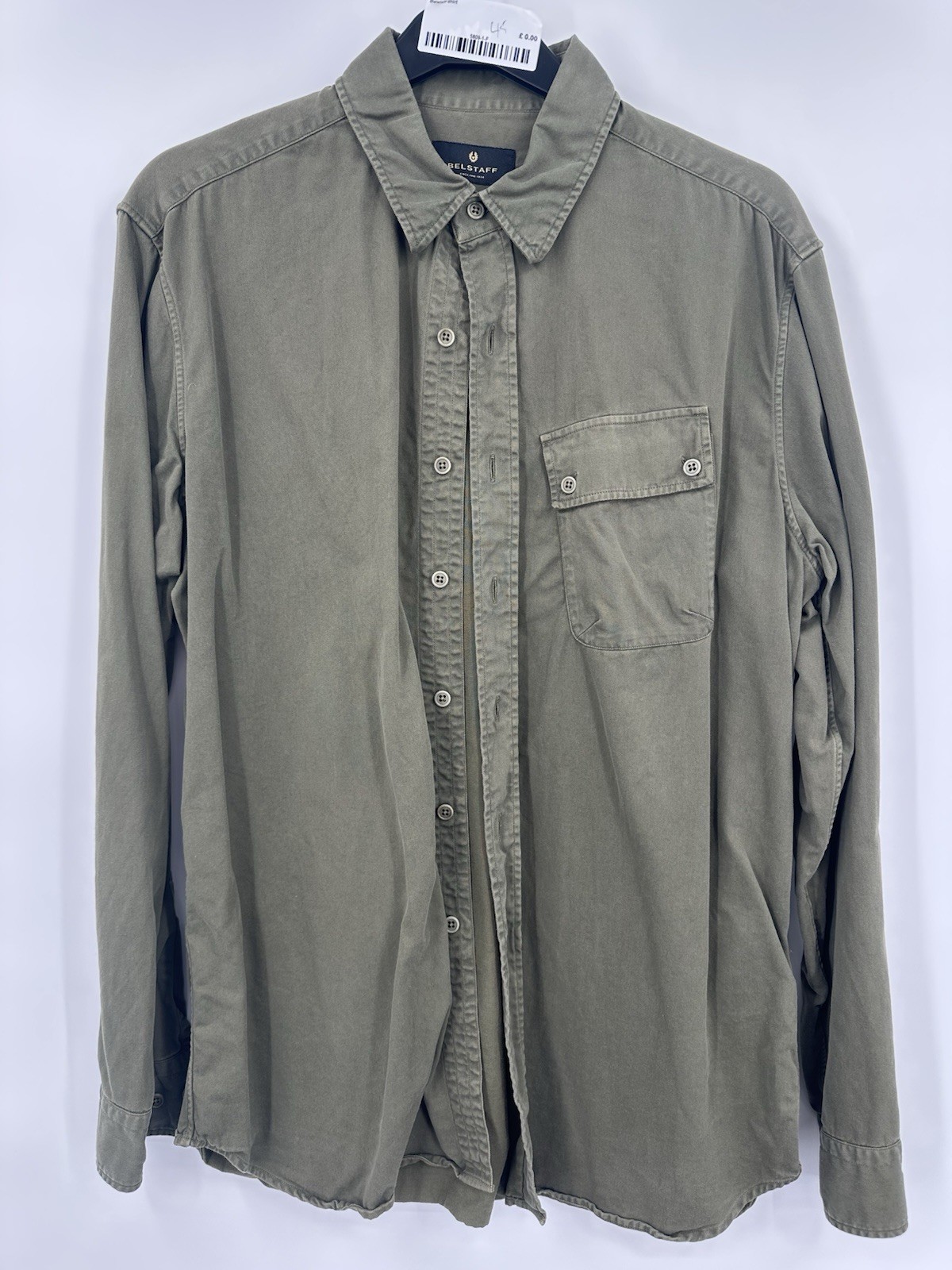 Mens Belstaff Pitch Twill Shirt Medium Dark Green - 5809-1-F