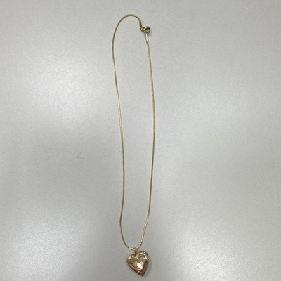 Gold Tone Metal Snake Chain Necklace Heart Locket Pendant Lobster Closure