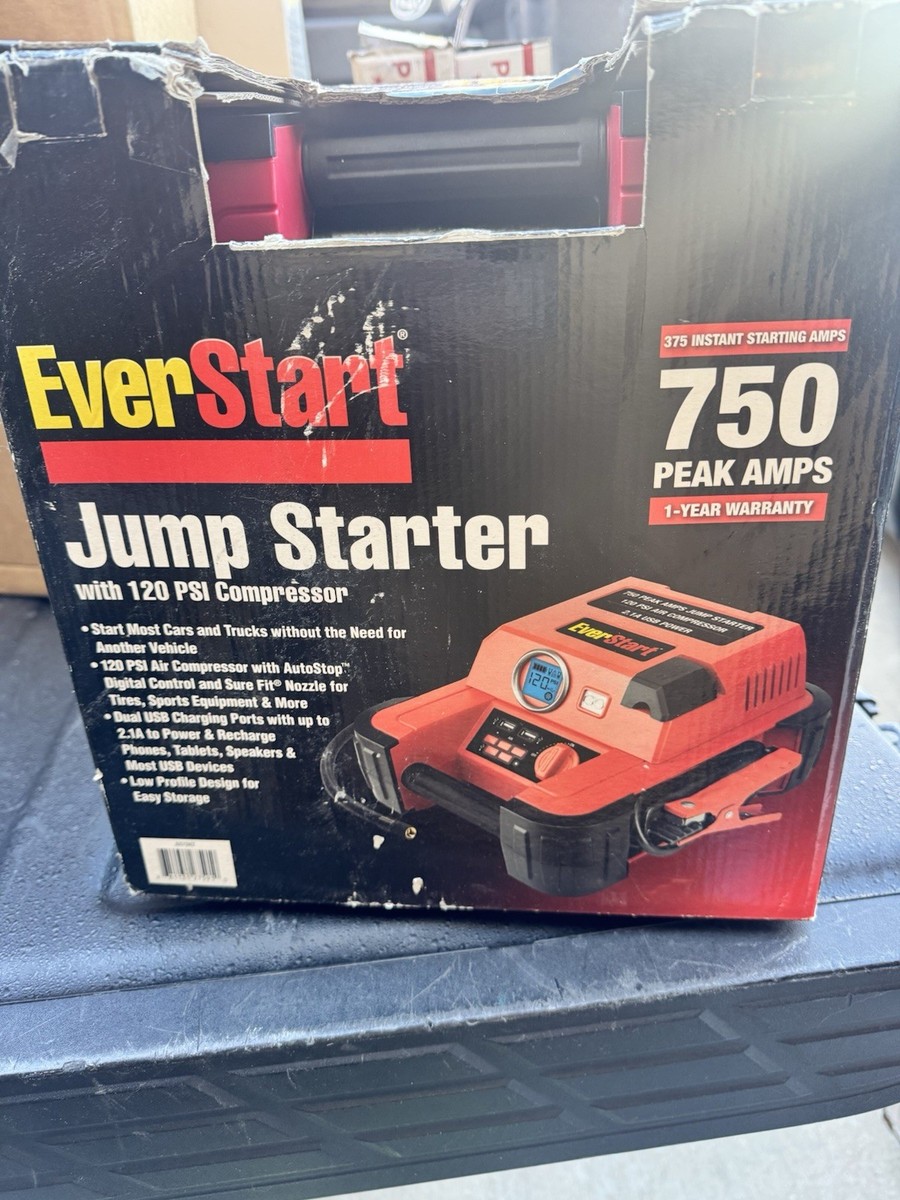 EverStart JUS750CE 750 Peak Amp 120PSI USB Power Jump Starter