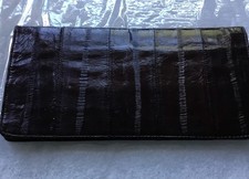Vtg.80  s Genuine Eel skin leather checkbook wallet clutch Burgundy Oxblood luxe.