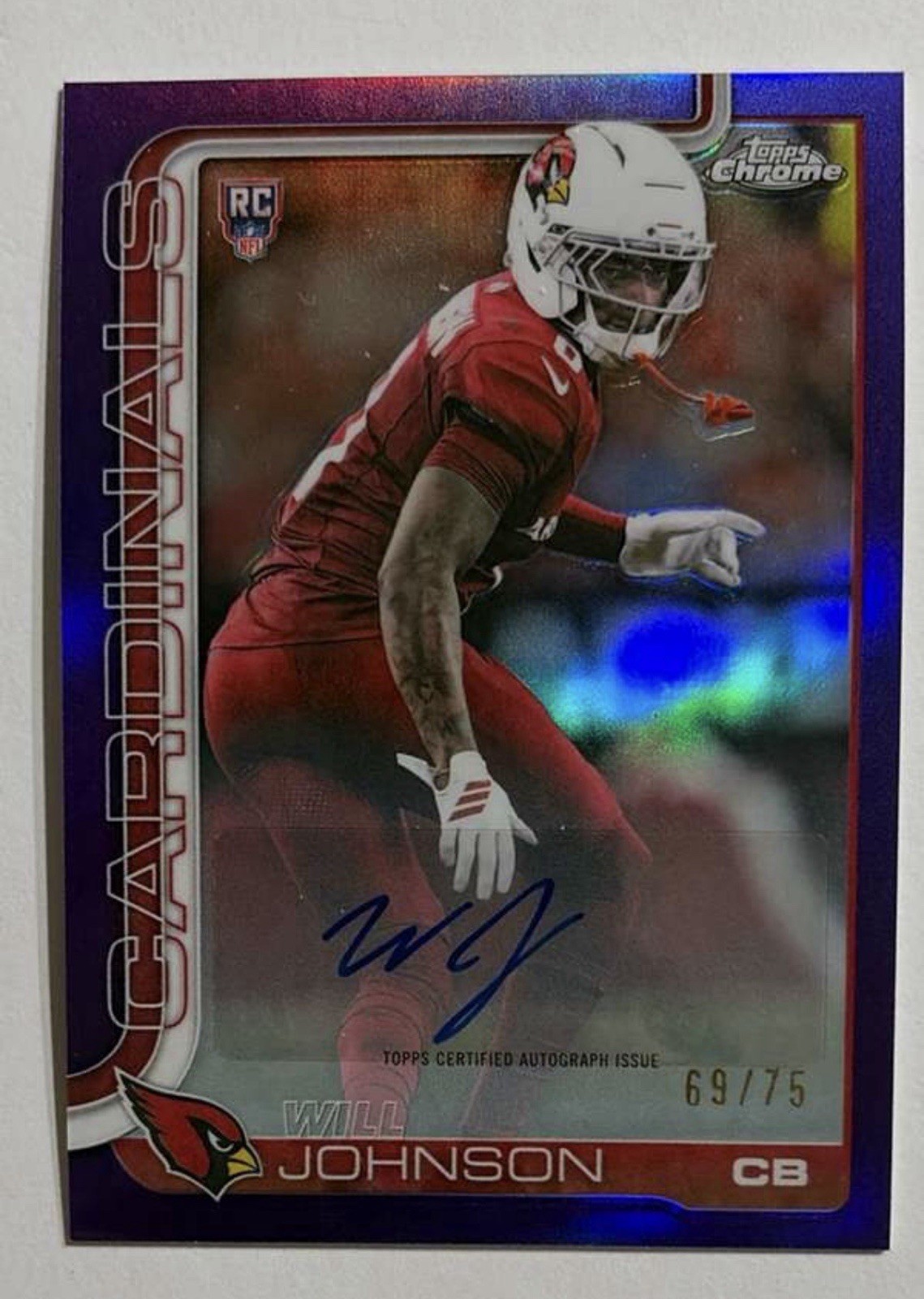 WIll Johnson Auto Purple Refractor Topps Chrome 2025 RC /75