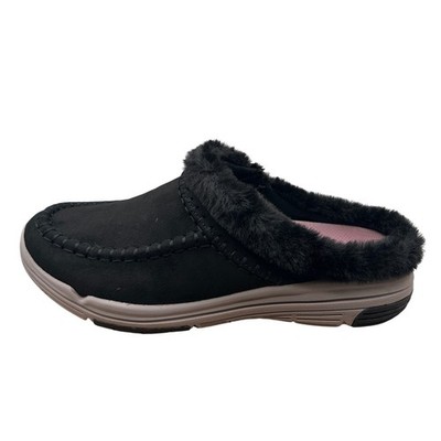 Ryka Arrow Mule Women's 7.5 W, EU: 38W,Black Faux Fur Trim Slip-On Athletic Clog