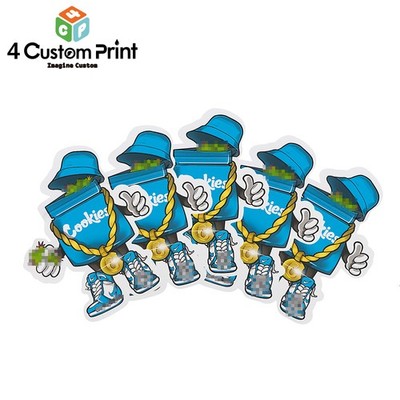 100pcs Cartoon Die-Cut Character Foil Mylar Bag Zip Seal Bag Resealable 3.5g