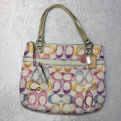 Coach Poppy Dream C Glam Tote 19023 Multicolor Signature C Shoulder Purse Tote