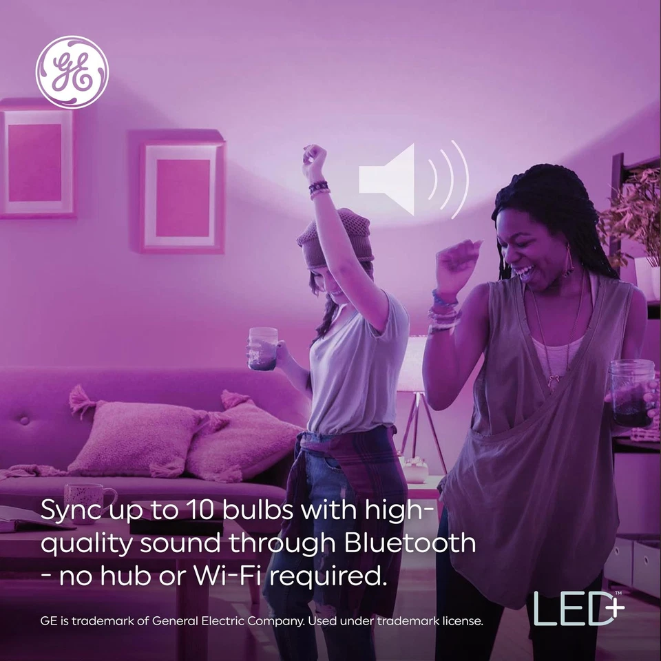GE LED+ Color Changing Speaker LED Light Bulb, BR30 Indoor Floodlight Bulb, Soft - Image 3 of 4