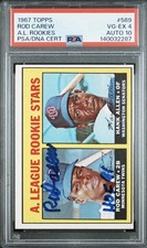 1967 Topps AL Rookies #569 Rod Carew PSA 4 Auto 10 Rookie Card RC Twins