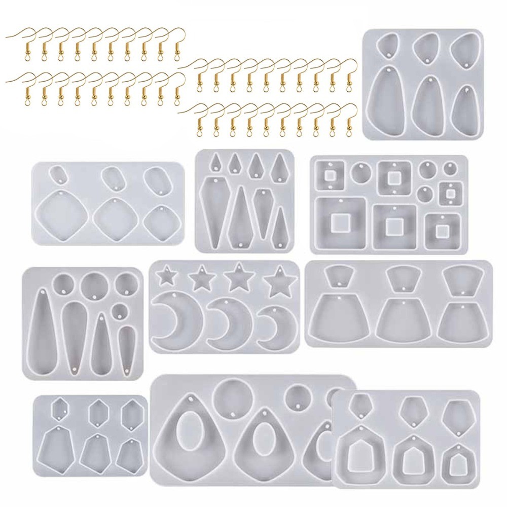 10Pcs Resin Molds Jewellery Epoxy Resin Jewellery Making Kit Resin Earring Mold