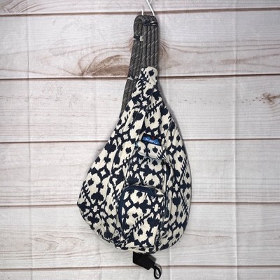 KAVU Rope Bag Sling Backpack Navy White Geometric Canvas Crossbody