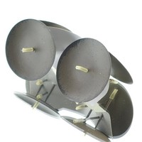 Adventskranzkerzenhalter Braun Antik Used Look Ø 6,5 Cm Aus Metall - 4Er Set