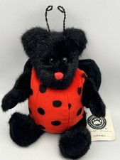 Boyds Bear Lady B Bug Black Teddy Bear in Ladybug Costume 10"
