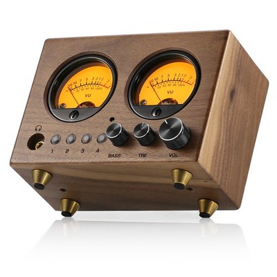 VU-Meter Audio-Umschalter, 4-IN-1-OUT, RCA AUX, Kopfhörerausgang, Bass/Höhenregl