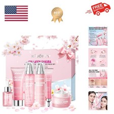Sakura Skin Care Set - 6 PCS Cherry Blossom Skin Care Kit with Cleanser, Tone...
