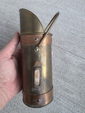 Soporte de fósforo de chimenea de latón y cobre vintage estilo lanzadera de carbón con golpeador